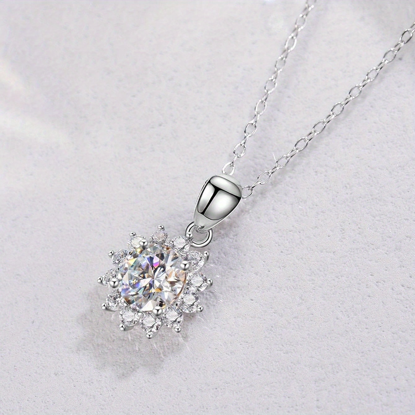 Women's 925 Silver Moissanite Pendant Necklace